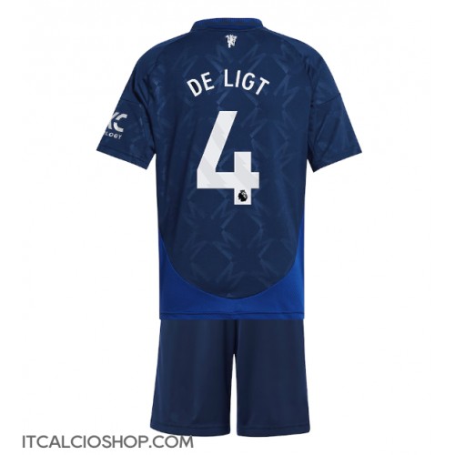 Manchester United Matthijs de Ligt #4 Seconda Maglia Bambino 2024-25 Manica Corta (+ Pantaloni corti)